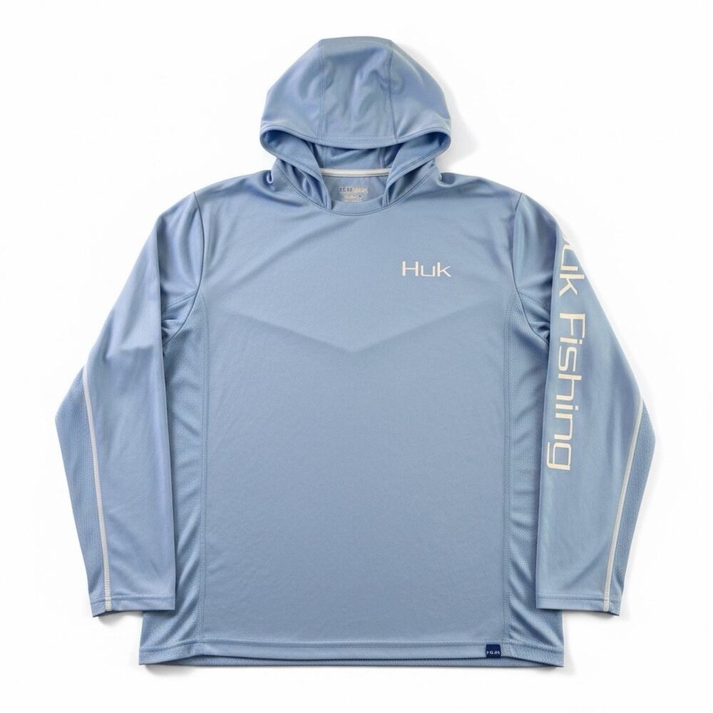 Huk Men’s XL Performance Fishing Hoodie Long Sleeve Shirt Blue UPF Outdoor